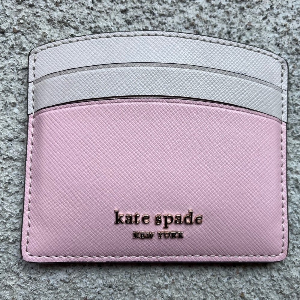 Kate Spade New York Small Slim Card Holder (Pink and Grey)